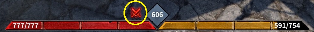 The on-screen combat-mode indicator